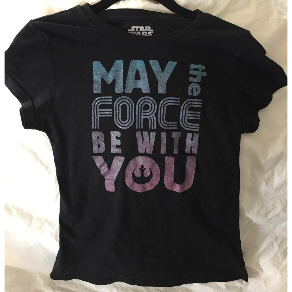 Star Wars “May The Force Be With You” Black Graphics Womens T-Shirt XL VGT Used